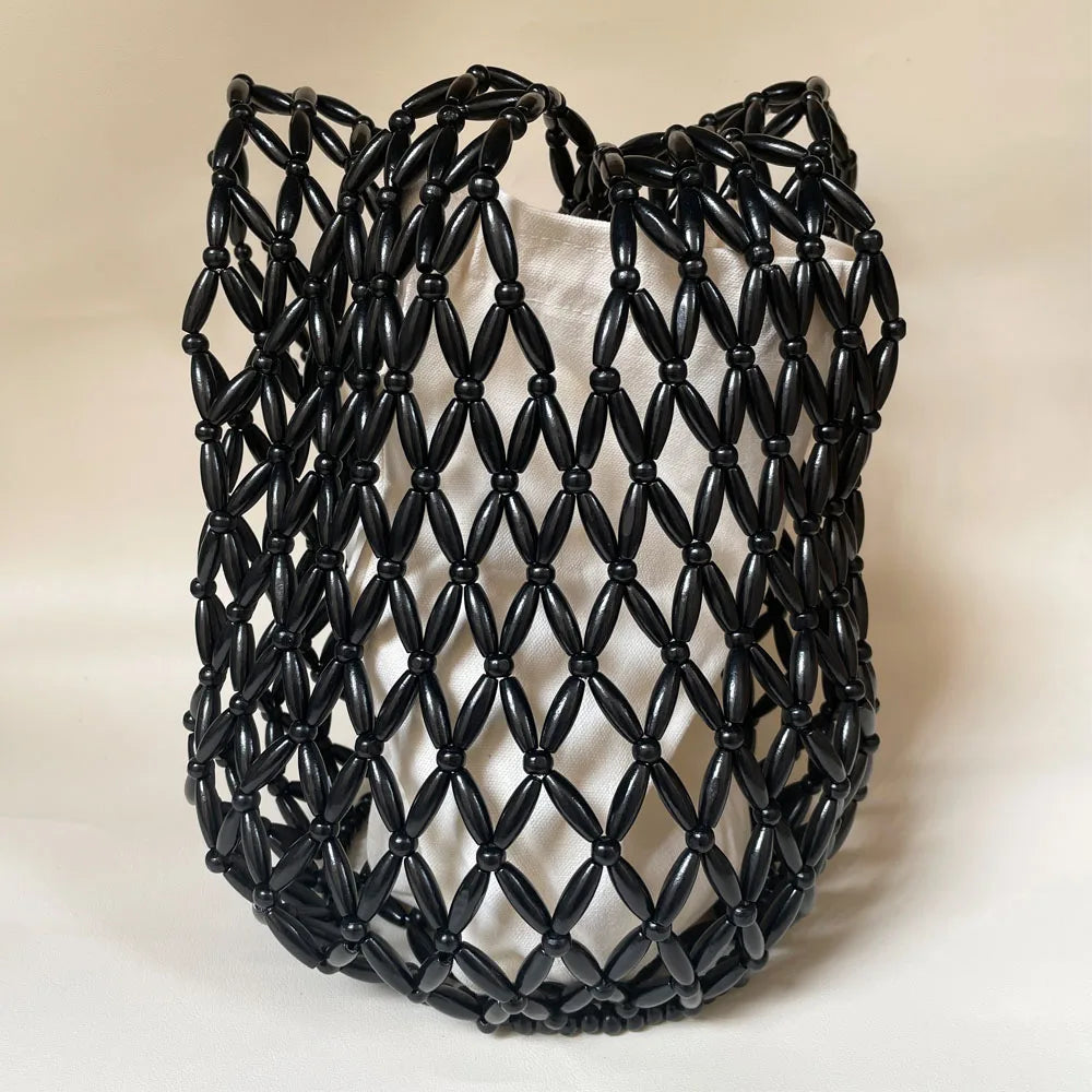 Bolso Red Tejida con Cuentas de Madera — imagen 15