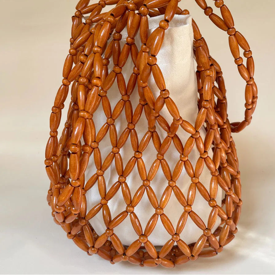 Bolso Red Tejida con Cuentas de Madera — imagen 12