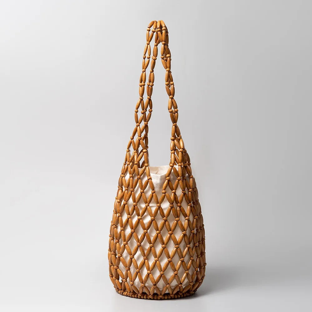 Bolso Red Tejida con Cuentas de Madera — imagen 14